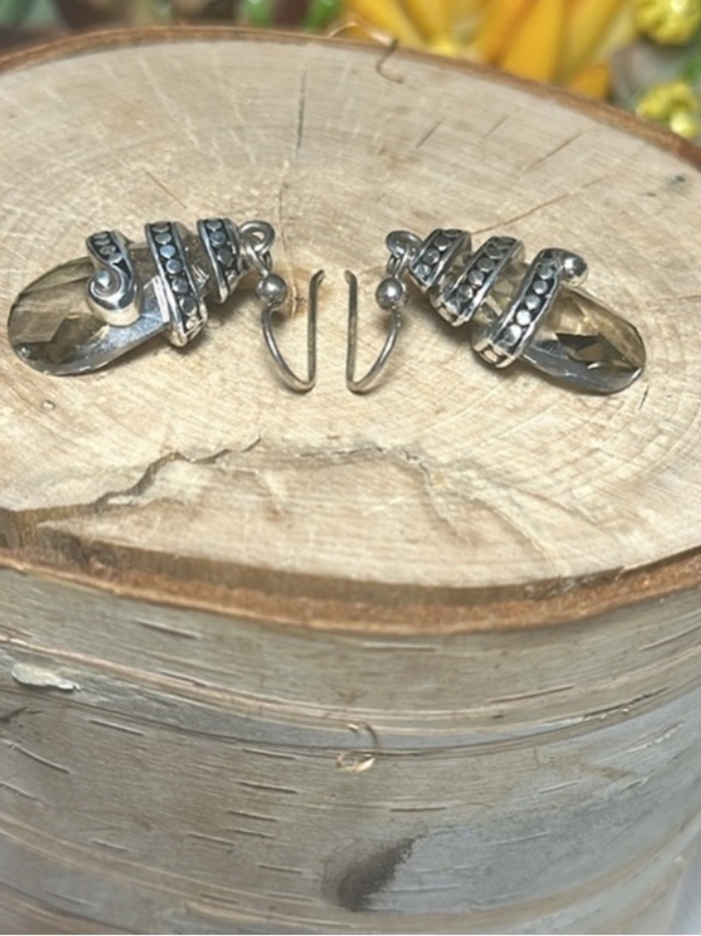 Brighton collectibles earrings “Goddess” smoky quartz crystal